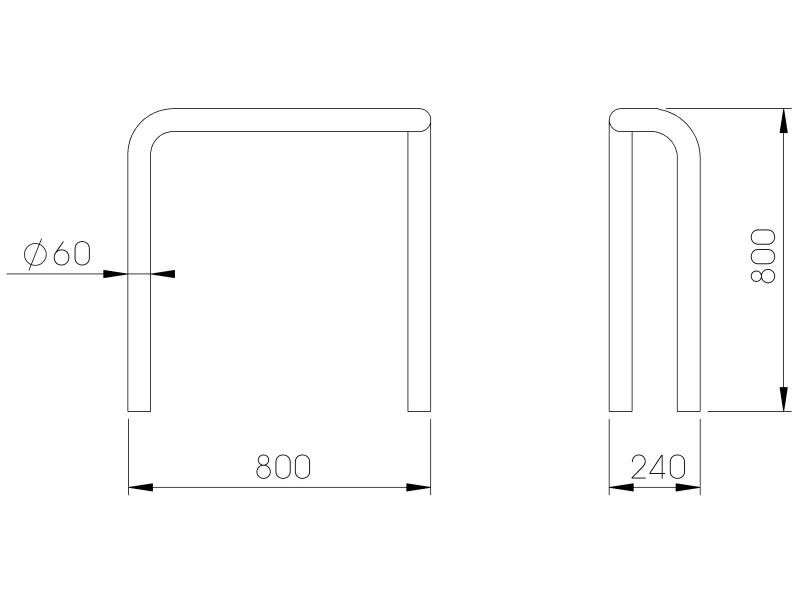 Av3311 arceau urbain Paillade - Urban'NT - en acier - Ø60 mm - hauteur 800 mm - appui-vélo_4