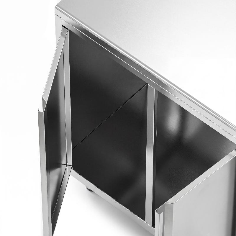 Meuble inox pour machine à café - 800 x 600 mm - Étagère réglable - 2 compartiments_4