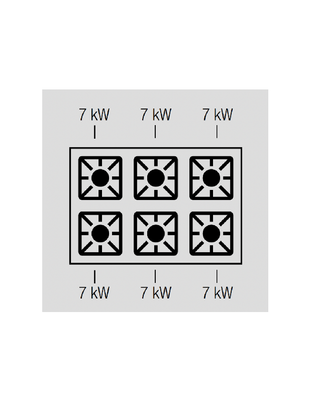 Fourneau 6 feux gaz - 7 kW sur four gaz GN 2/1 et placard - Acier inoxydable, brûleurs en fonte - MBM - DOMINA PRO 700_4