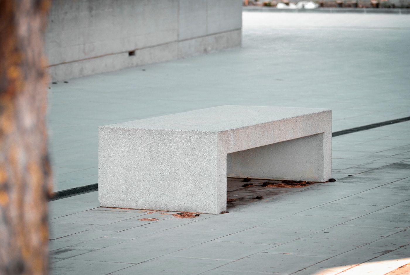 Banc public Volga UM369 - béton préfabriqué blanc granite lisse_4