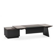 Bureaux de direction en bois naturel avec plateau en cuir - MAKI - Bürotime_4