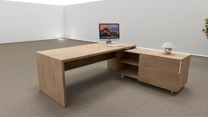 Bureau d'angle T45 avec desserte dos design - Quadrifoglio - 212, Droite, Orme_4