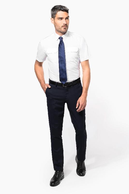 Chemise pilote manches courtes homme - Réf: K503 - Kariban - Tissu popeline 65% polyester/35% coton - Easy Care_4