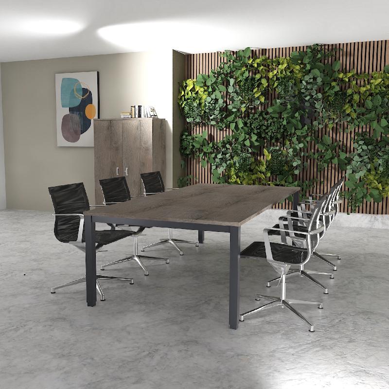 Table de réunion 6-8 personnes Tempo - Mobel Linea - 200, Anthracite, Chêne grisé_4