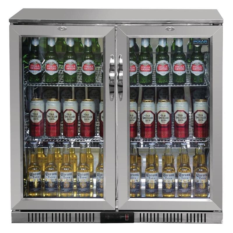 Arrière-bar deux portes pivotantes Série G inox 208L | Polar - GL008_4