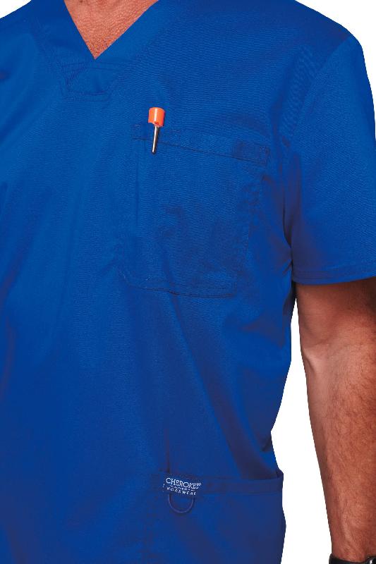 Blouse de travail homme col V - Réf: CHWWE670 - Cherokee - 78% polyester, 20% viscose, 2% élasthanne_4