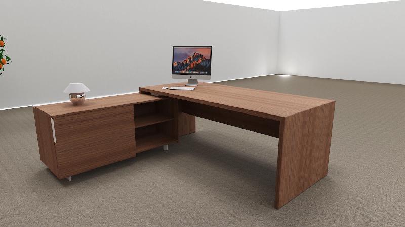 Bureau d'angle T45 avec desserte dos design - Quadrifoglio - 212, Gauche, Noyer Canaletto_4