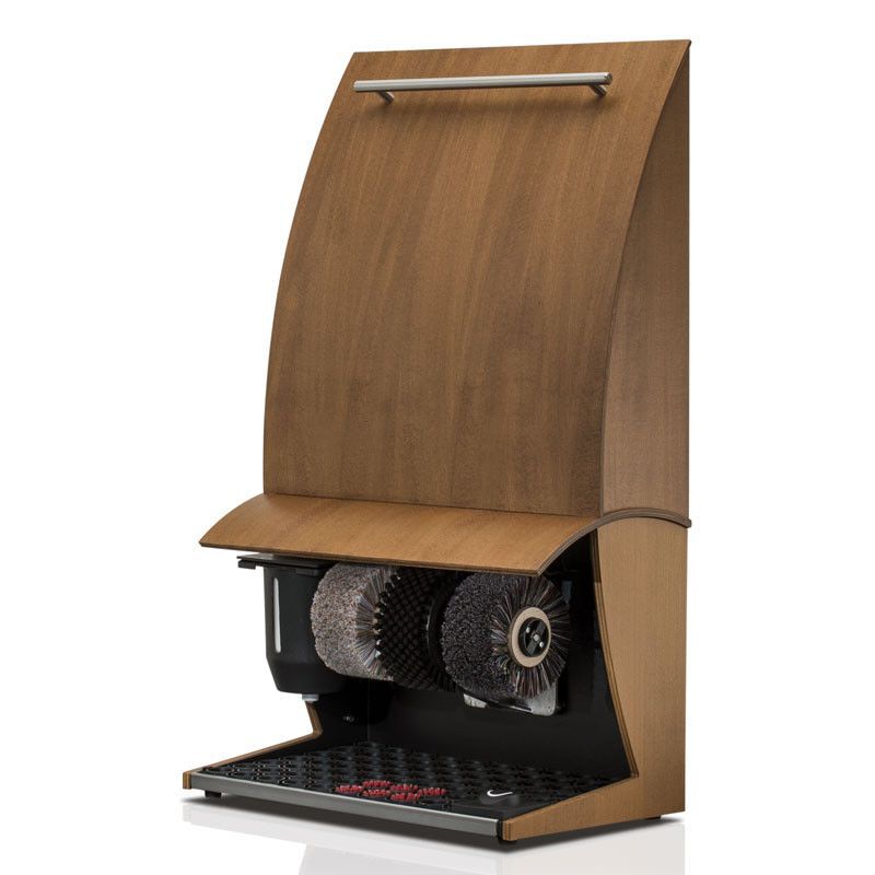 Cireuse à chaussures Nature Plus - Design élégant en bois véritable - Distributeur de cirage 0,75L - Brosses en crin et laine_4