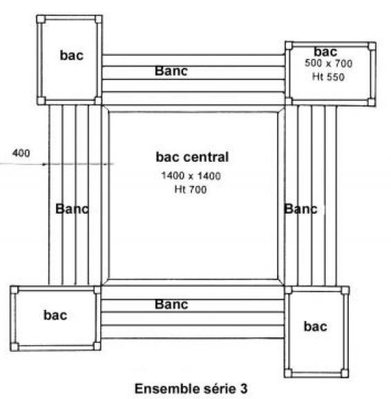 Ensemble jardinières et bancs en bois massif AGORA - 3 séries disponibles - Aménagement urbain_4