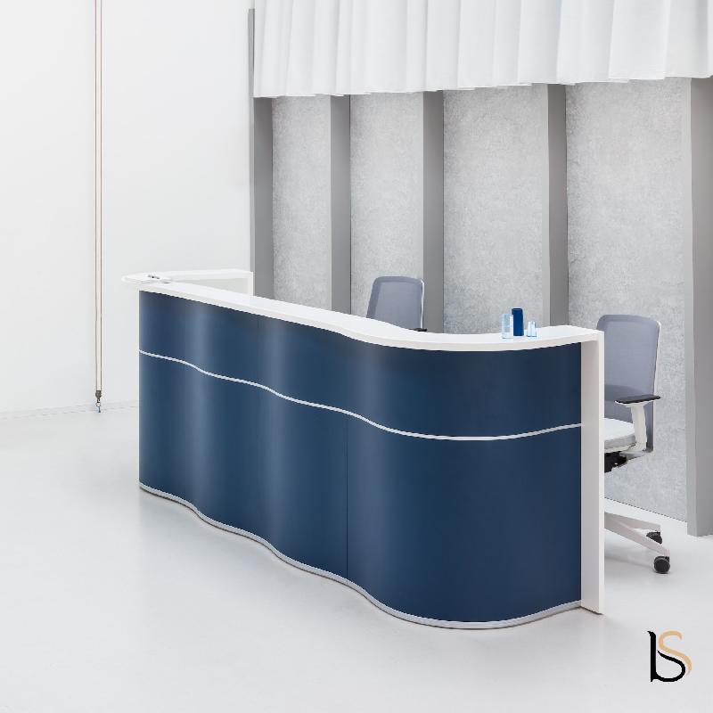 Comptoir d'accueil 3 postes Wave - MDD - Bleu mat, 356_4