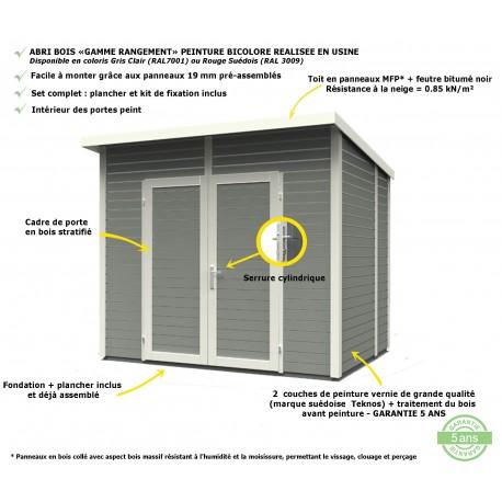 2695 - Abri de jardin adossable 4,31m² Skur 4 avec plancher traité et peint gris Baltic_4