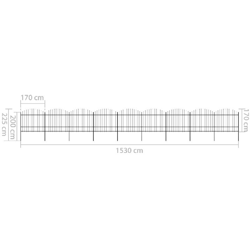 Vidaxl clôture de jardin à dessus en lance acier (1,5-1,75)x15,3m noir 277747_4