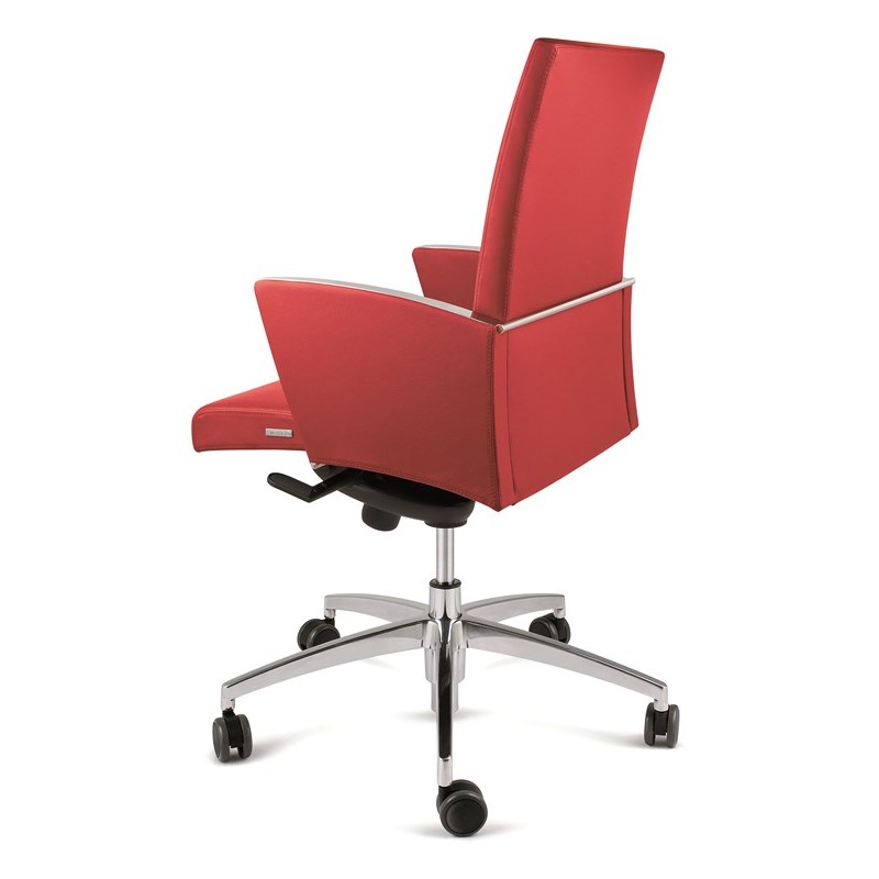 Fauteuil direction VIVA - Finition cuir - Accoudoirs fixes chromés - Haut dossier avec appui-tête - Référence VP02_4