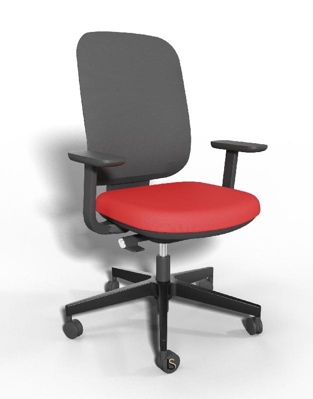 Siège opérateur Alaia en résille - Sokoa - Rouge, Réglable hauteur, Non, Sol dur_4