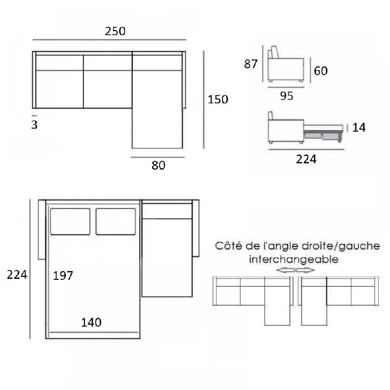 Canapé d'angle convertible express gris graphite - gain de place - couchage 140 cm - matelas Excellence Literie 14 cm_4