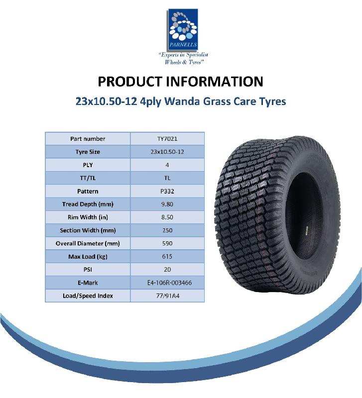 23x10.50-12 Pneus tondeuse à gazon 4 plis Grass P332 Wanda Road Legal 615kgs (Lot de 3)_4