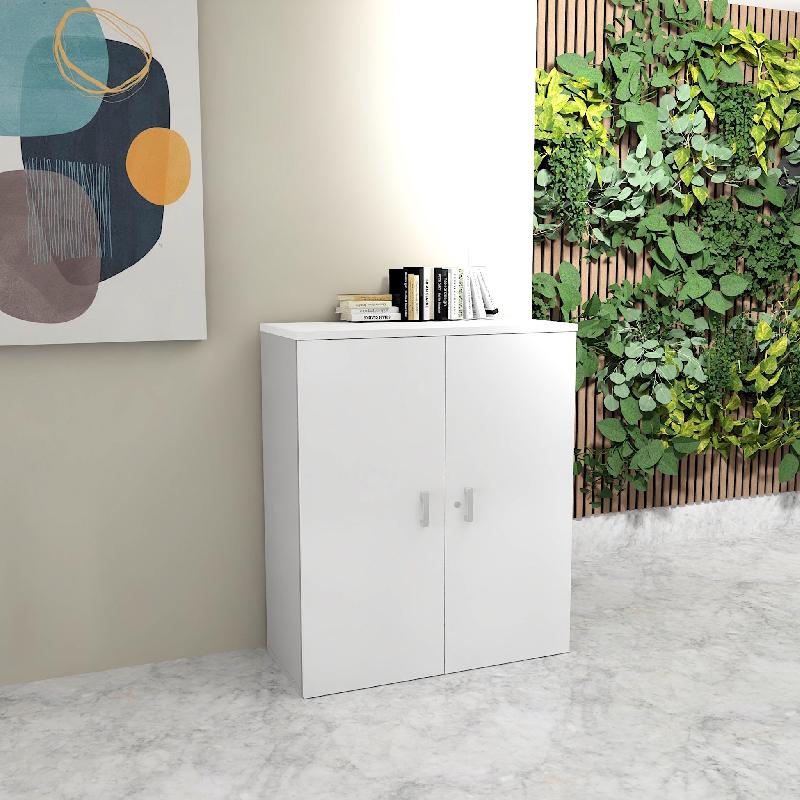 Armoire moyenne à portes battantes Haut. 121 cm - Mobel Linea - 80, Blanc pastel_4