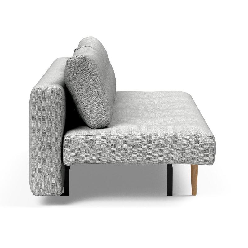 Innovation Living - Canapé design Recast Plus gris clair convertible lit 200x140 cm avec piétement noyer et housse de rangement_4