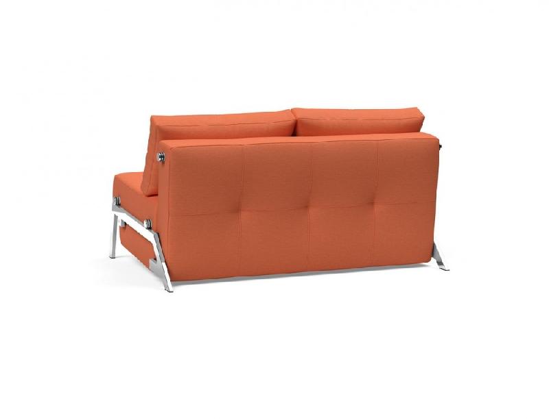 Canapé design convertible INNOVATION LIVING Cubed 02 Chrome - 140x200 cm - Tissu rouille Argus_4