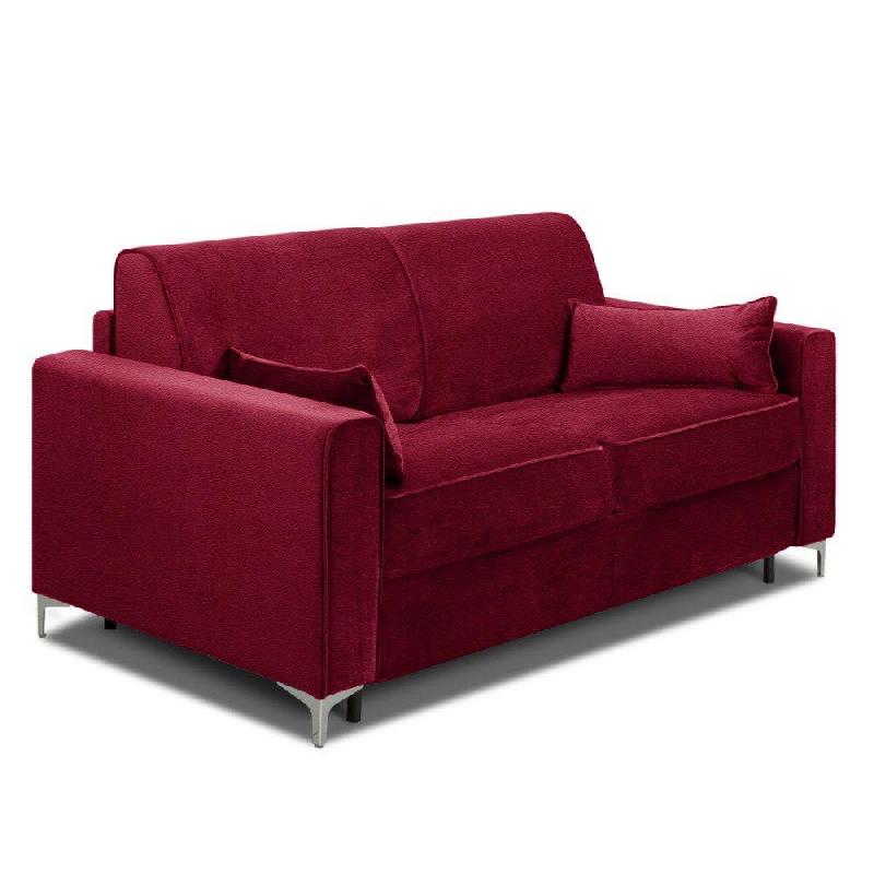 Canapé convertible express JACKSON 140cm - Sommier à lattes - Tête de lit intégrée - Polyuréthane rouge - Matelas 16 cm_4