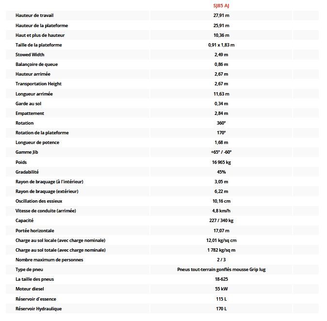SJ85 AJ nacelle articulée - Skyjack - hauteur de travail 27.91 m avec portée remarquable et maniabilité optimale_4