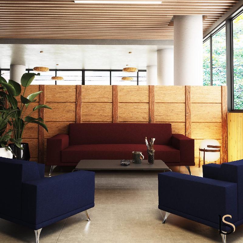 Canapé d'accueil 2 places SF - Mobel Linea - Marron foncé_4