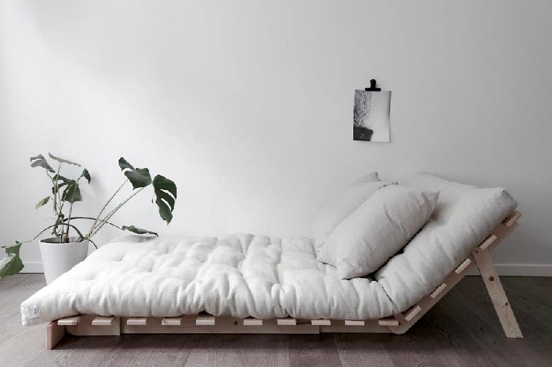 Canapé convertible futon ROOTS - pin naturel - coloris beige - couchage 140 x 200 cm - design scandinave_4