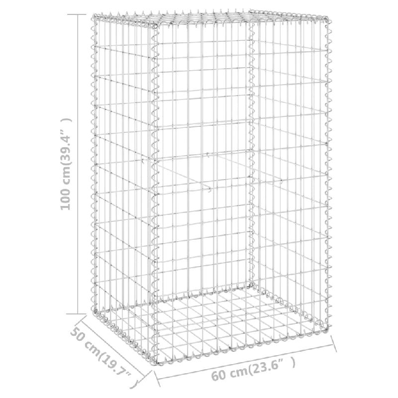 Vidaxl mur en gabion avec couvercles acier galvanisé 60x50x100 cm 147812_4