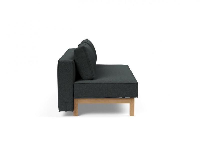 Canapé design convertible Innovation Living SLY - Lit 140x200 cm - Pieds bois chêne - Tissu bouclé Black Raven_4