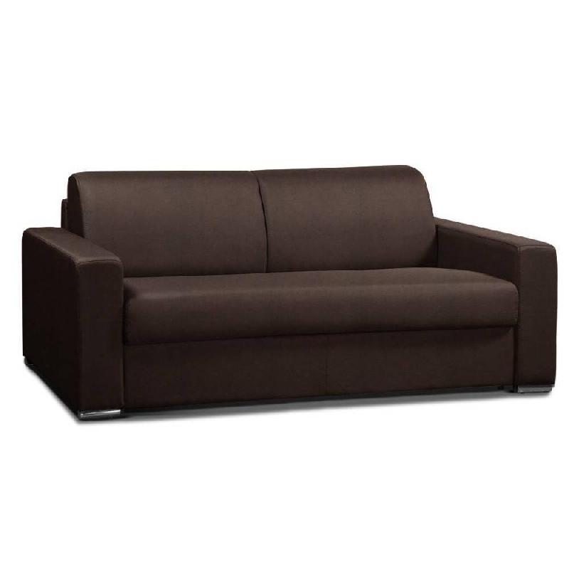 Canapé convertible 2-3 places SELECT - Matelas 16 cm - Sommier à lattes - 120 cm - Microfibre marron_4