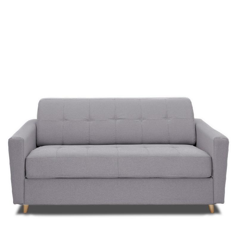 Canapé convertible express Mezzano - Matelas 16 cm - Sommier métal - 140 cm - Tissu tweed gris clair_4