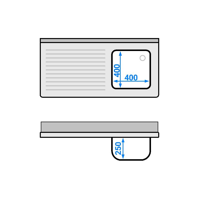 Plonge Inox 1 bac avec passage lave-vaisselle - P 600 - GGM - 1200 mm bac à droite_4