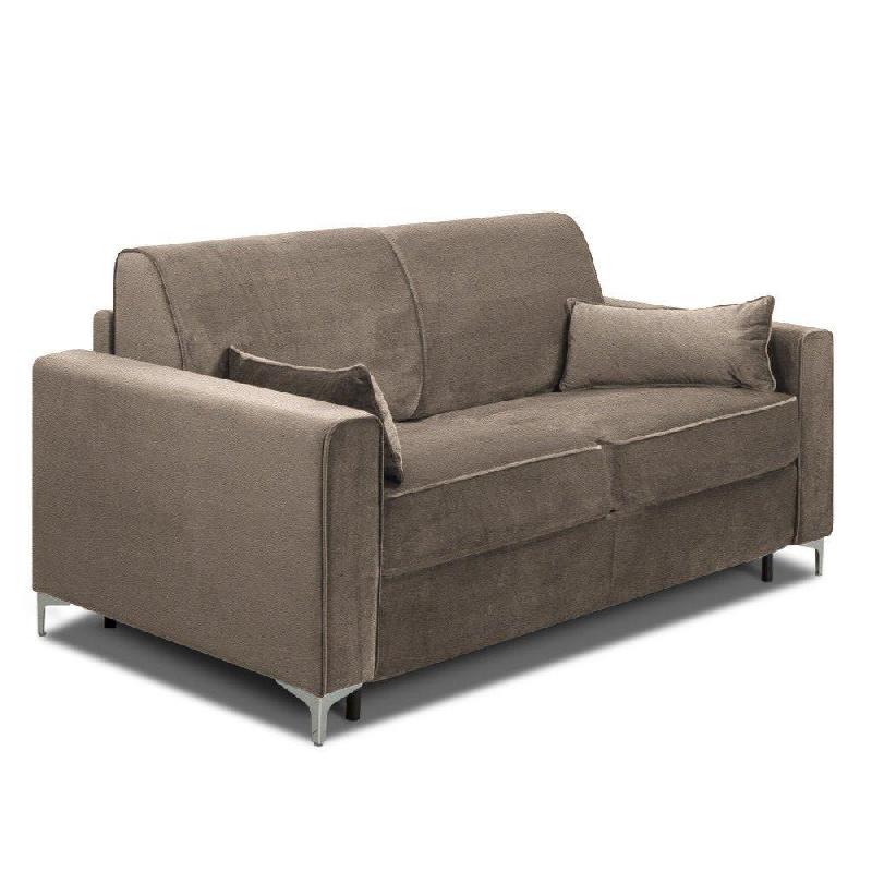 Canapé convertible express Jackson 160cm - Sommier lattes bois - Cuir vachette taupe clair - Matelas 16 cm_4