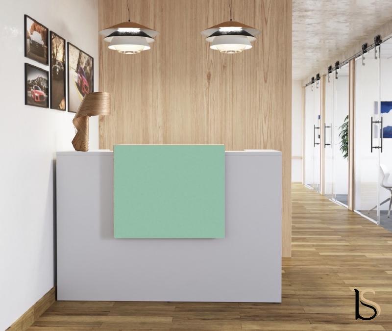 Banque d'accueil Delta First avec réhausse colorée - Mobel Linea - 144, Blanc, Non, Turquoise_4