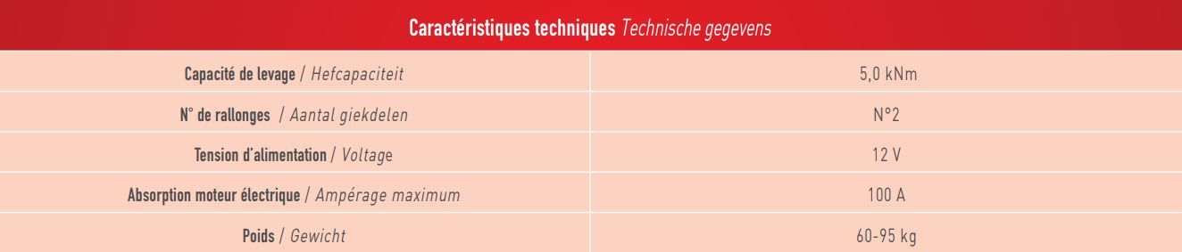 Grue auxiliaire adaptée aux levages jusqu'à 5,0 kNm