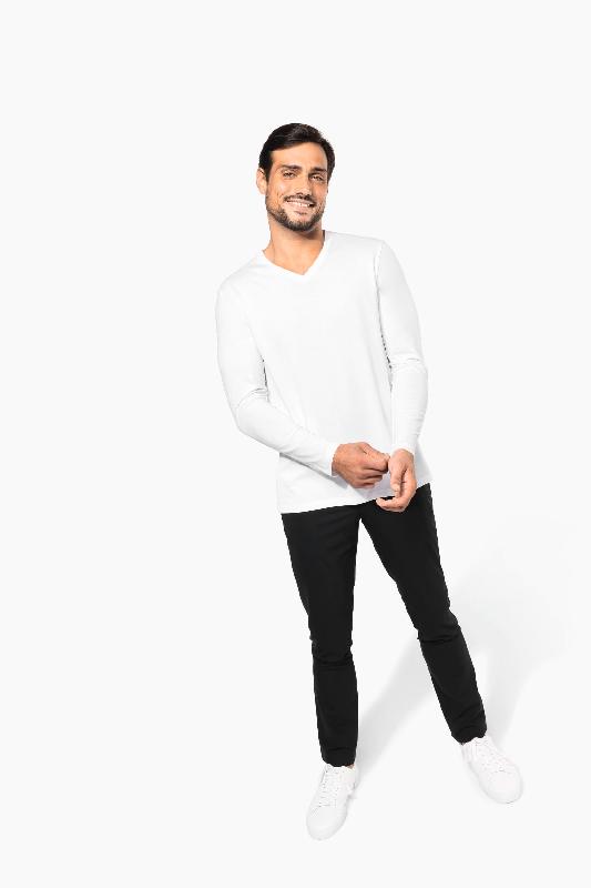 T-shirt Supima col V manches longues homme - Kariban Premium - 100% coton peigné - Réf: PK306_4