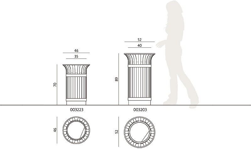 003203 - Poubelle publique Sofia Komserwis - 70 L - Hauteur 89 cm - Diamètre 52/40 cm_4