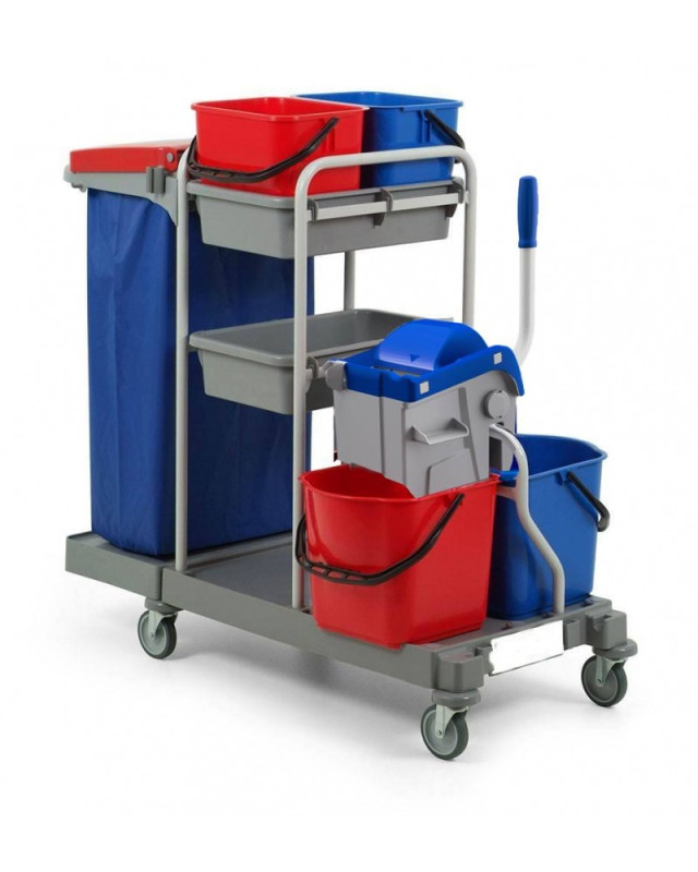 Chariot de menage ariane 225 2x12l+2x15l roue standard 100mm presse a plat boost_4