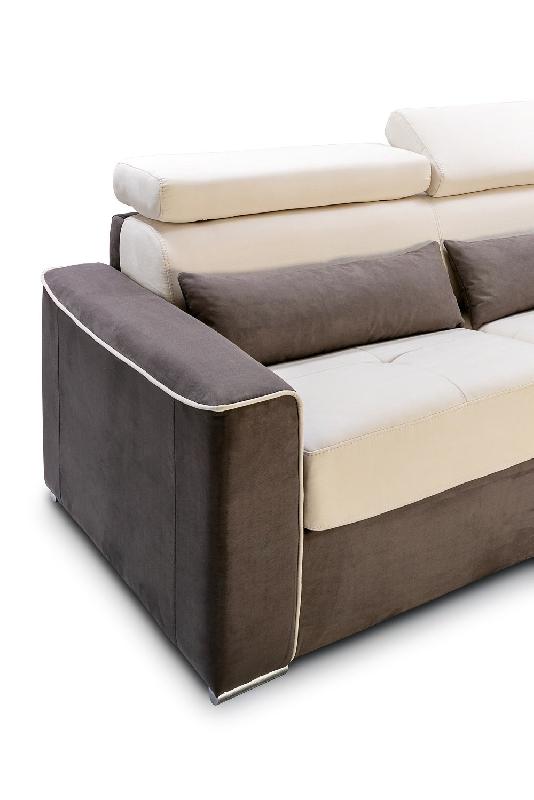 Canapé d'angle convertible express Canberra - Matelas 16 cm - Bicolore microfibre ivoire et gris anthracite - Fabrication italienne_4