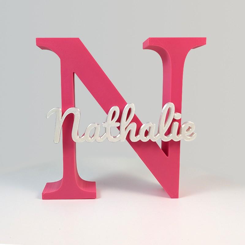 Mot sur initiale en Impression 3D - Rouge texturé_4