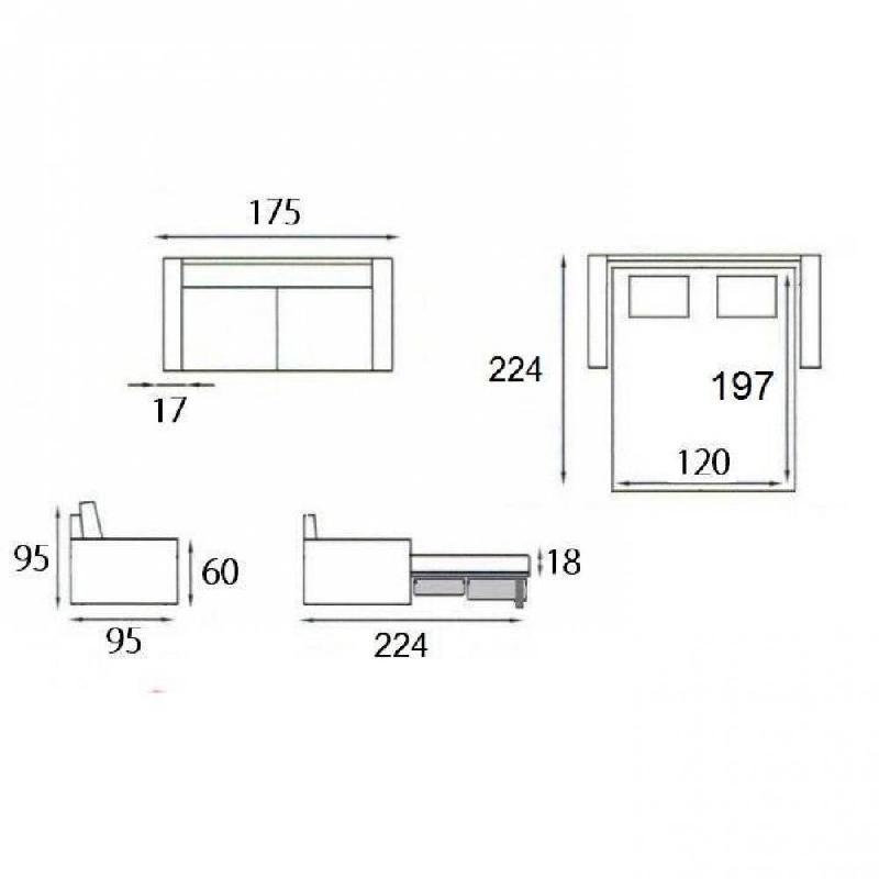 Canapé-lit 2-3 places MASTER convertible express 120 cm en cuir parme - Matelas 18 cm inclus_4