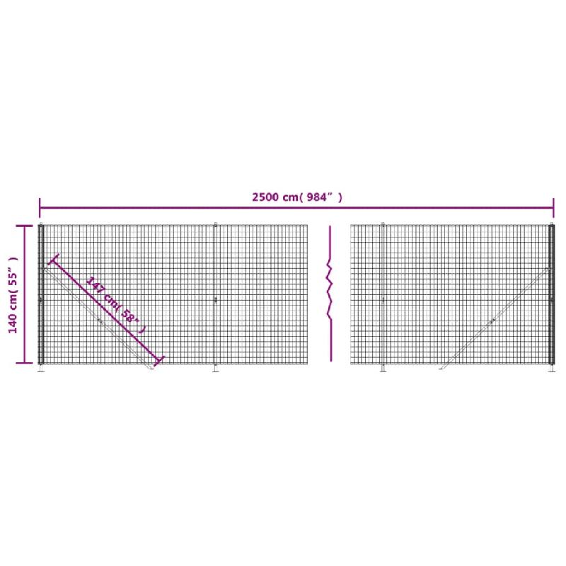 Vidaxl clôture en treillis métallique avec bride anthracite 1,4x25 m 154299_4