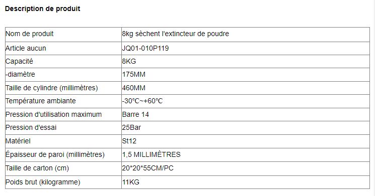 Jq01-010p119 - Extincteur portatif Jinqiang - Poudre sèche - Poids : 8 kg_4