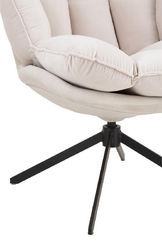 Fauteuil relax pivotant Pietra - tissu écru - design contemporain avec piètement étoile en métal noir_4