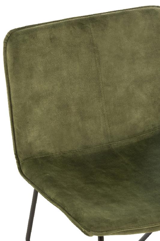 Chaise lounge RATRI - velours vert olive, pieds métal noir - style industriel_4