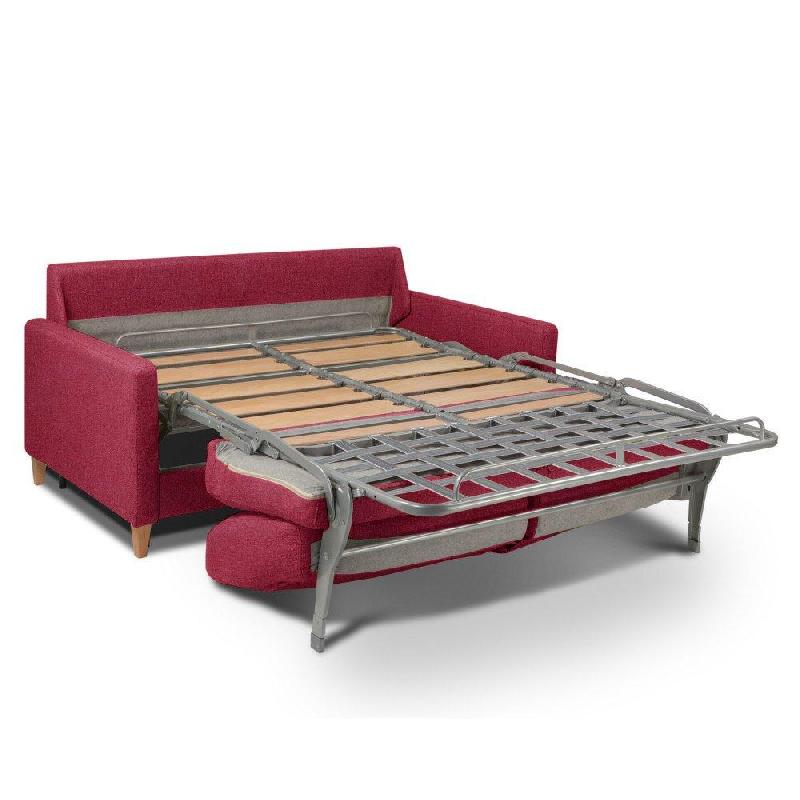 Canapé convertible OGGETTO - Matelas 16 cm - Système Express - Sommier à lattes 120 cm - Velours rouge - RENATONISI_4