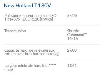 T4.80V Tracteur agricole - New Holland - Puissance maxi 55/75 kW/CH - Cabine VisionView™ et transmission Dual Command™ 40 km/h ECO_4