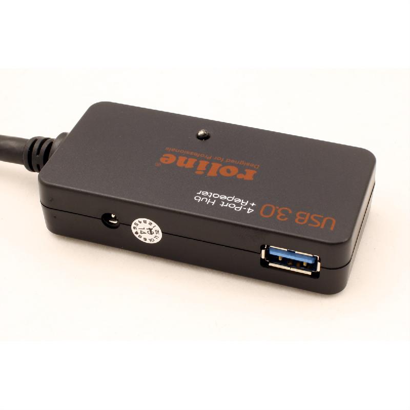 ROLINE Hub USB 3.2 Gen 1 4 ports avec Repeater, noir, 10 m_4