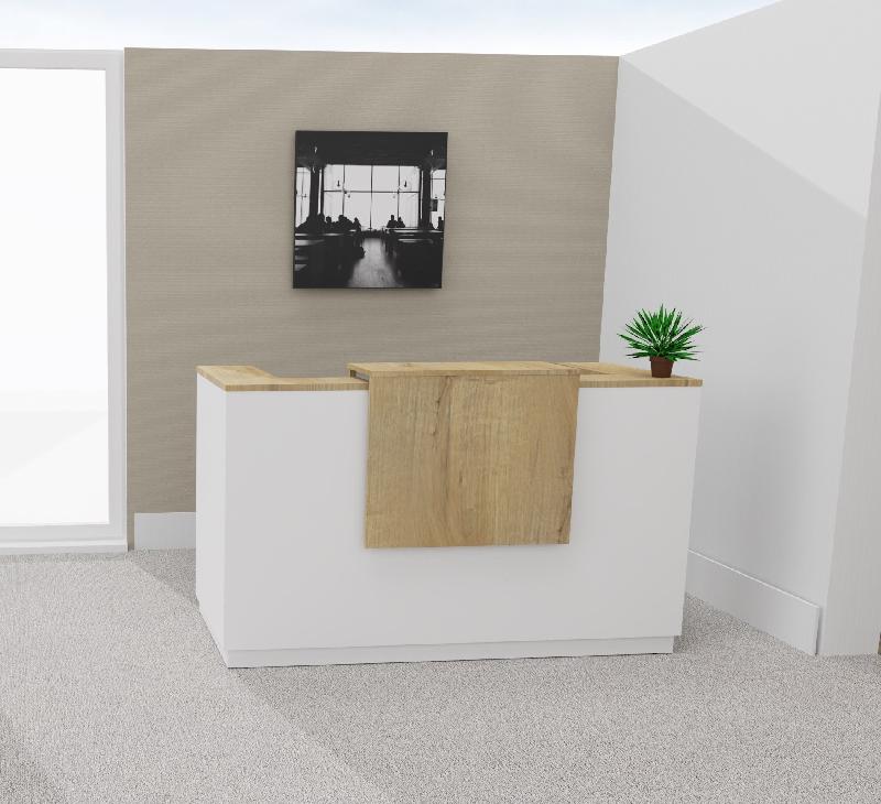 Bureau de réception accueil Delta Plus - Mobel Linea - 144, Blanc, Non, Chêne veiné_4