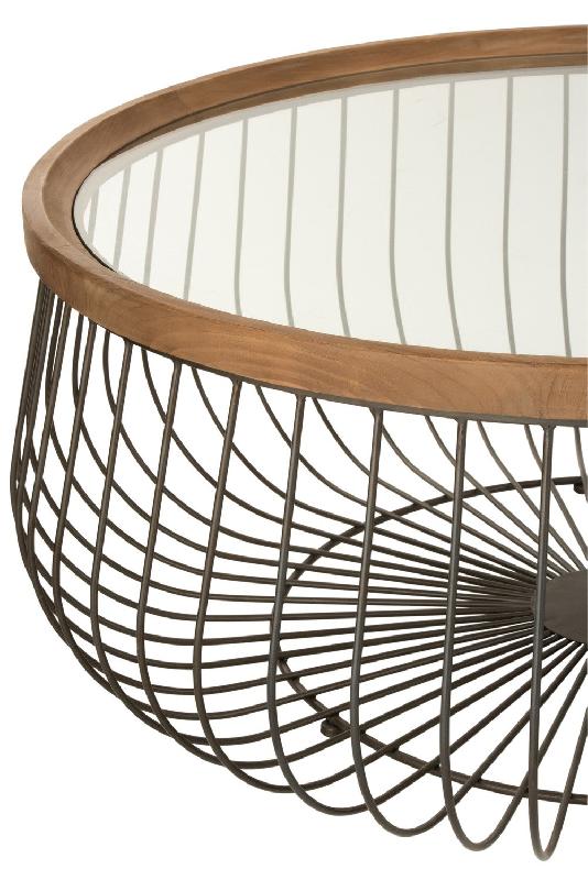 Set de 2 tables basses rondes Tazzy - Bois massif, verre trempé et métal - Dimensions L100xH43xP100 & L80xH35xP80_4